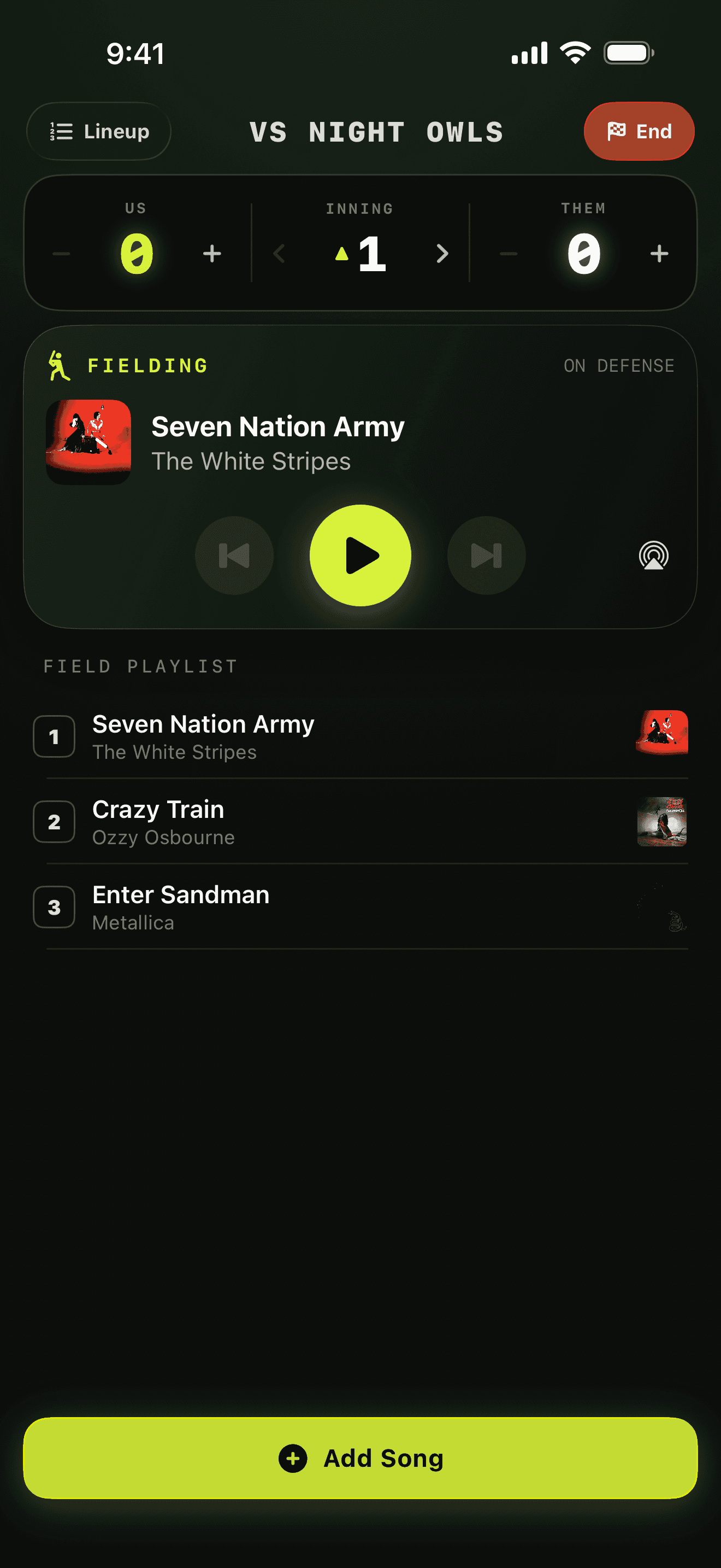 Game Time in the fielding state, playing the team's defense playlist